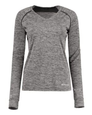 BLACK HEATHER 222770 women's electrify coolcore long sleeve v-neck t-shirt