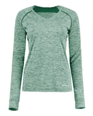 DARK GREEN HEATHER 222770 women's electrify coolcore long sleeve v-neck t-shirt
