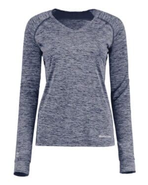 NAVY HEATHER 222770 women's electrify coolcore long sleeve v-neck t-shirt