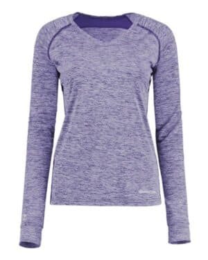 PURPLE HEATHER 222770 women's electrify coolcore long sleeve v-neck t-shirt
