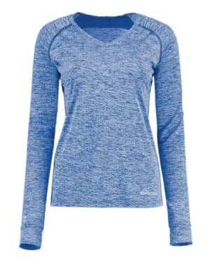 ROYAL HEATHER 222770 women's electrify coolcore long sleeve v-neck t-shirt