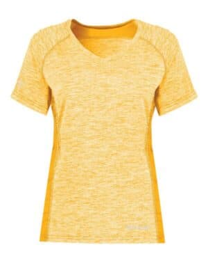 GOLD HEATHER Holloway 222771 women's electrify coolcore v-neck t-shirt