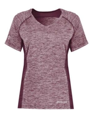 MAROON HEATHER Holloway 222771 women's electrify coolcore v-neck t-shirt