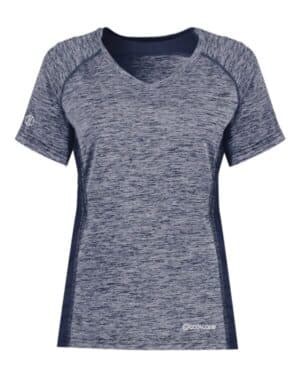 NAVY HEATHER Holloway 222771 women's electrify coolcore v-neck t-shirt
