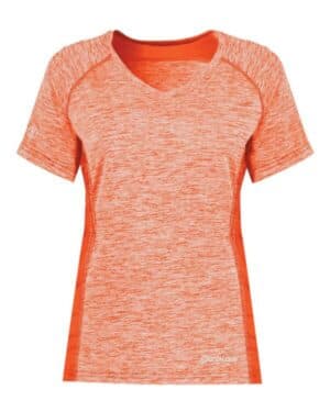 ORANGE HEATHER Holloway 222771 women's electrify coolcore v-neck t-shirt