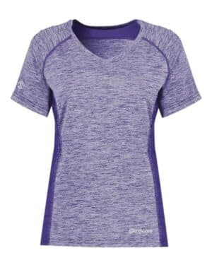 PURPLE HEATHER Holloway 222771 women's electrify coolcore v-neck t-shirt