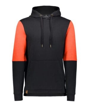 BLACK/ ORANGE HEATHER 222581 ivy league team fleece colorblocked hooded sweatshirt
