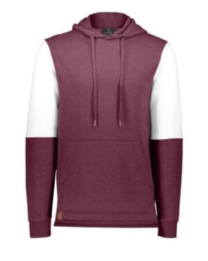 MAROON HEATHER/ WHITE 222581 ivy league team fleece colorblocked hooded sweatshirt