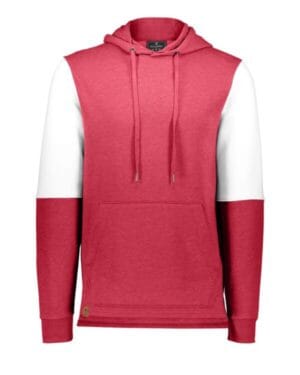 SCARLET HEATHER/ WHITE 222581 ivy league team fleece colorblocked hooded sweatshirt
