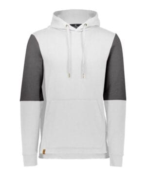 WHITE/ CARBON HEATHER 222581 ivy league team fleece colorblocked hooded sweatshirt