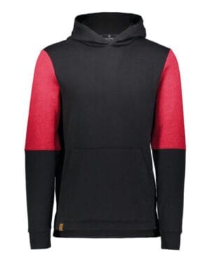 BLACK/ SCARLET HEATHER 222681 youth ivy league team fleece colorblocked hooded sweatshirt