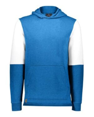 ROYAL HEATHER/ WHITE 222681 youth ivy league team fleece colorblocked hooded sweatshirt