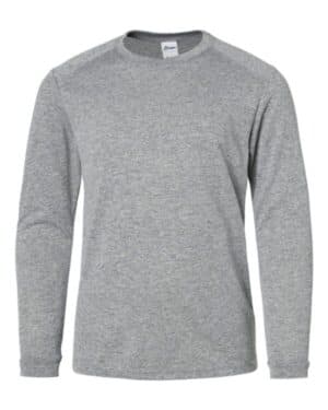 HEATHER GREY 218Y youth long islander performance long sleeve t-shirt