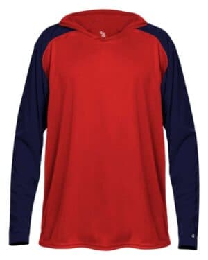 RED/ NAVY Badger 2235 breakout youth hooded t-shirt