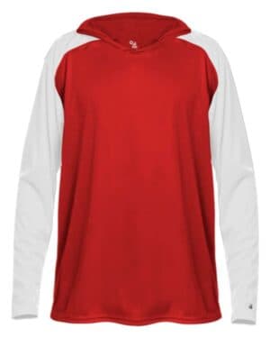 RED/ WHITE Badger 2235 breakout youth hooded t-shirt