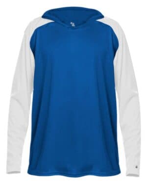 ROYAL/ WHITE Badger 2235 breakout youth hooded t-shirt