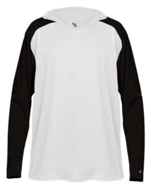 WHITE/ BLACK Badger 2235 breakout youth hooded t-shirt