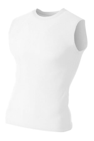 WHITE A4N2306 a4 compression muscle tee