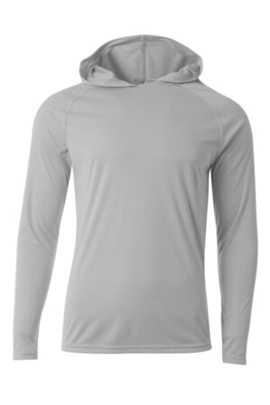 SILVER A4N3409 a4 cooling performance long sleeve hooded tee