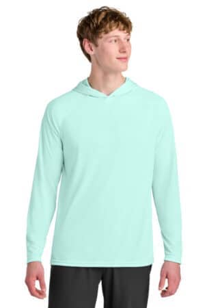 PASTEL MINT A4N3409 a4 cooling performance long sleeve hooded tee