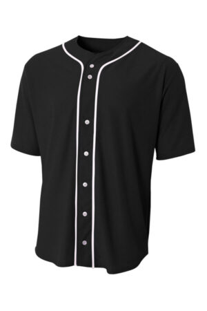 BLACK A4N4184 a4 short sleeve full-button baseball top