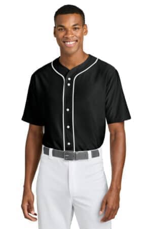 BLACK A4N4184 a4 short sleeve full-button baseball top