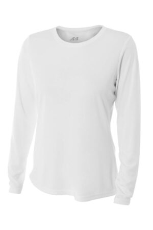 WHITE A4NW3002 a4 women's cooling performance long sleeve tee