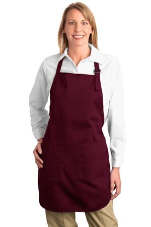 MAROON MAROON A500 port authority full-length apron with pockets