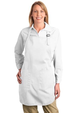 WHITE A500 port authority full-length apron with pockets