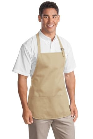STONE A510 port authority medium-length apron with pouch pockets