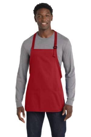 RED RED A510 port authority medium-length apron with pouch pockets