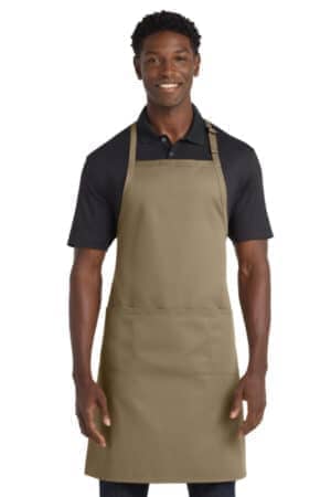 KHAKI KHAKI A700 port authority easy care extra long bib apron with stain release