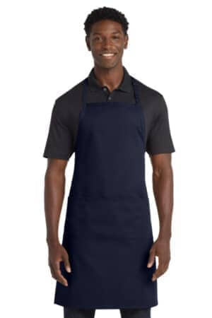 NAVY NAVY A700 port authority easy care extra long bib apron with stain release