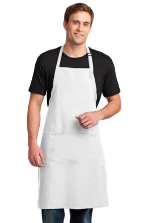 WHITE A700 port authority easy care extra long bib apron with stain release