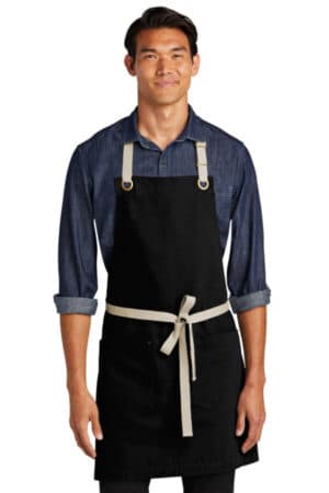 BLACK/ STONE A815 port authority canvas full-length two-pocket apron