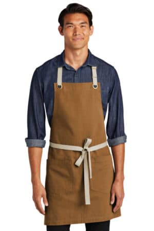 DUCK BROWN/ STONE A815 port authority canvas full-length two-pocket apron