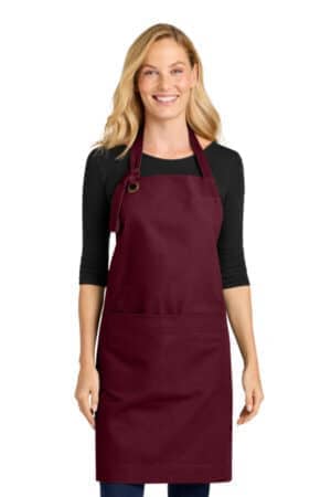BURGUNDY A900 port authority signature heavy twill bib apron