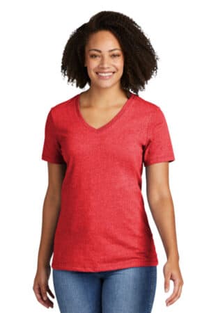 RECLAIMED RED HEATHER AL2303 allmade women's recycled blend v-neck tee