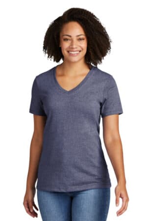 SALVAGED NAVY HEATHER AL2303 allmade women's recycled blend v-neck tee