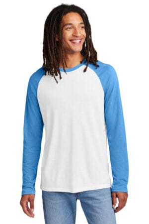 AZURE BLUE/ BRIGHT WHITE AL6009 allmade unisex tri-blend long sleeve colorblock raglan