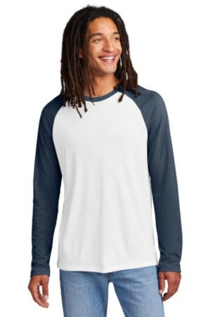 REBEL BLUE/ BRIGHT WHITE AL6009 allmade unisex tri-blend long sleeve colorblock raglan