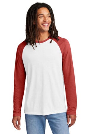 RISE UP RED/ BRIGHT WHITE AL6009 allmade unisex tri-blend long sleeve colorblock raglan