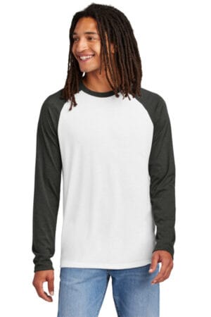 SPACE BLACK/ BRIGHT WHITE AL6009 allmade unisex tri-blend long sleeve colorblock raglan