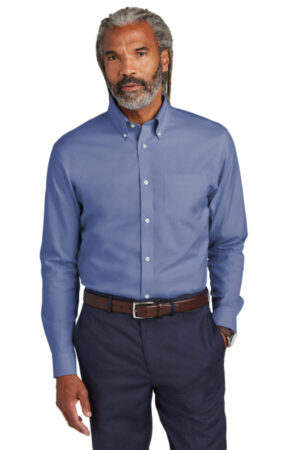 COBALT BLUE BB18000 brooks brothers wrinkle-free stretch pinpoint shirt