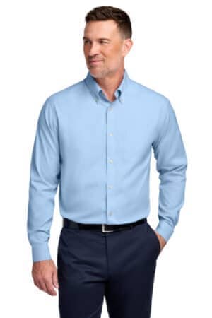 NEWPORT BLUE BB18000 brooks brothers wrinkle-free stretch pinpoint shirt