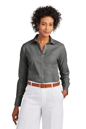 DEEP BLACK BB18001 brooks brothers women's wrinkle-free stretch pinpoint shirt
