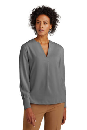 SHADOW GREY BB18009 brooks brothers women's open-neck satin blouse