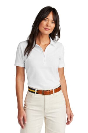 WHITE BB18201 brooks brothers women's pima cotton pique polo