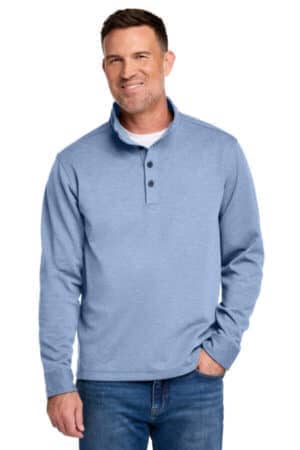 AEGEAN BLUE HEATHER BB18202 brooks brothers mid-layer stretch 1/2-button