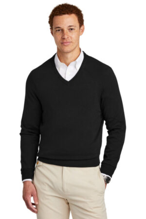 DEEP BLACK BB18400 brooks brothers cotton stretch v-neck sweater